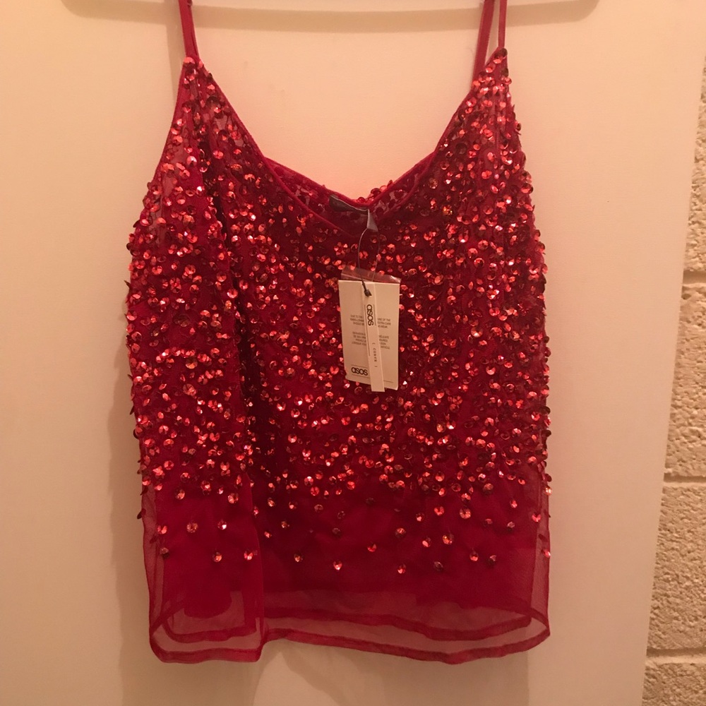 Nwt ASOS sequin red tank